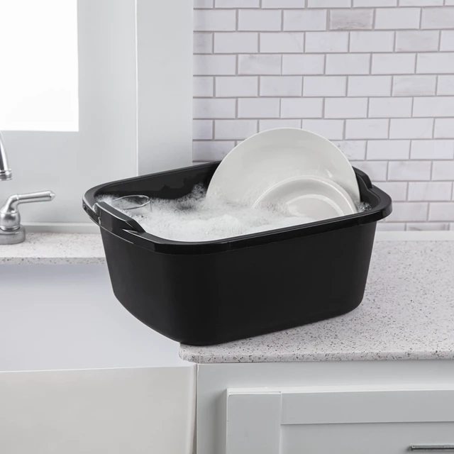 Main image of Sterilite 18 Qt. Dishpan, Multi-Purpose Plastic Wash Tub, Kitchen, Sink, Black