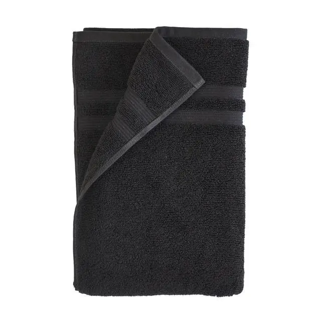 Alt view image 3 of 5 - (2 pack) Mainstays Performance Cotton Bath Towel, Quick Dry, Fade Resistant, Black