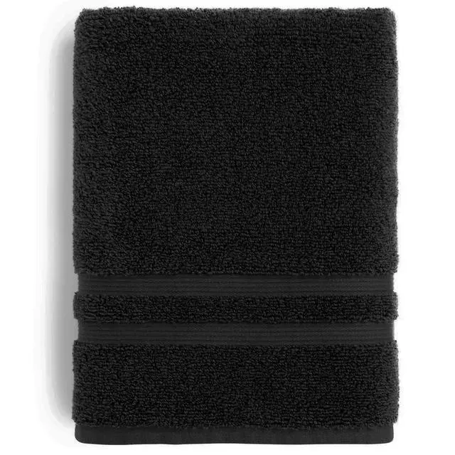 Alt view image 5 of 5 - (2 pack) Mainstays Performance Cotton Bath Towel, Quick Dry, Fade Resistant, Black