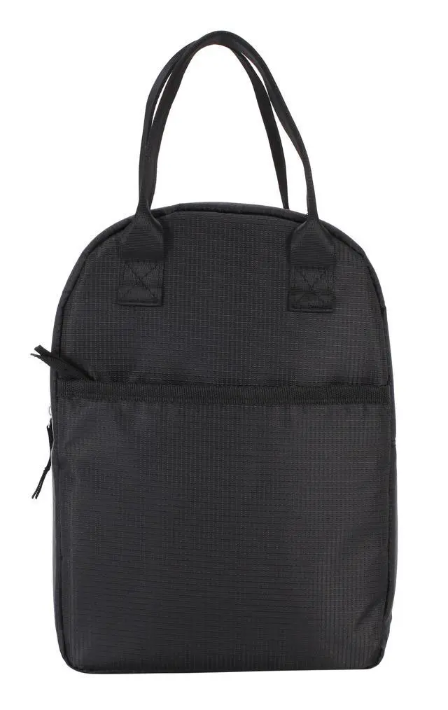 Alt view image 2 of 6 - Mainstays Black Reusable Polyester Lunch Bag, Rounded Top, Zippered Main Compartment and Front Pocket