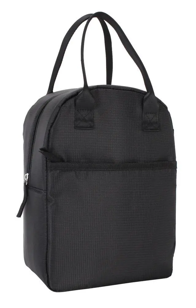 Alt view image 4 of 6 - Mainstays Black Reusable Polyester Lunch Bag, Rounded Top, Zippered Main Compartment and Front Pocket
