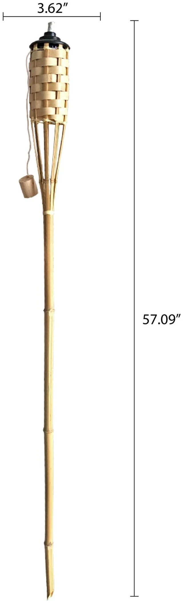 Alt view image 3 of 5 - (4 pack) Mainstays Bamboo Lawn & Garden Torch - 57 Inch | Made From Real Bamboo | Fiberglass Wick | Outdoor Use Only