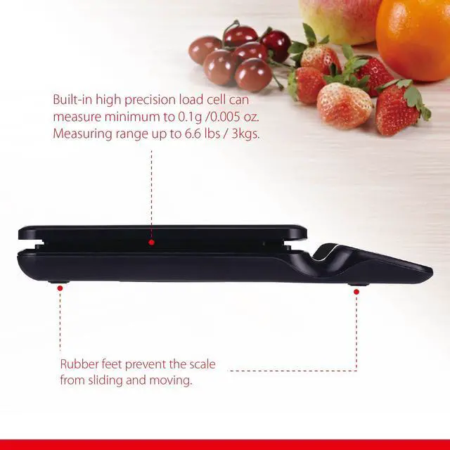Alt view image 2 of 4 - Mainstays 6LB High Precision Digital Kitchen Scale with Blue Backlit, Black