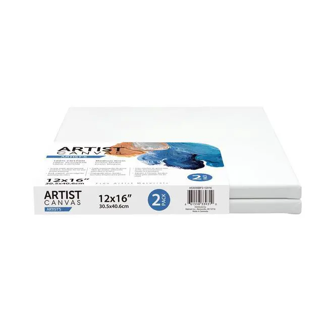 Alt view image 3 of 3 - Artist Stretched Canvas, 100% Cotton Acid Free White Canvas, 12"X16", 2 Pieces, Deluxe Canvas, Ideal for Art Students, Educators, Artists and Professionals.