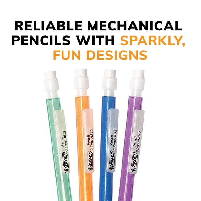 Alt view image 5 of 5 - BIC Xtra Sparkle Mechanical Pencils, No. 2, Back to School Supplies, 0.7 mm, 24-Count (Barrel Colors May Vary)