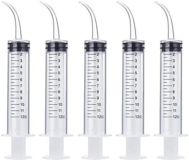 Alt view image 2 of 7 - 5 Pack Wisdom Teeth Irrigation Syringes with Measure Scale & Curved Tip for Dental Care Oral Liquid Tonsil Stone