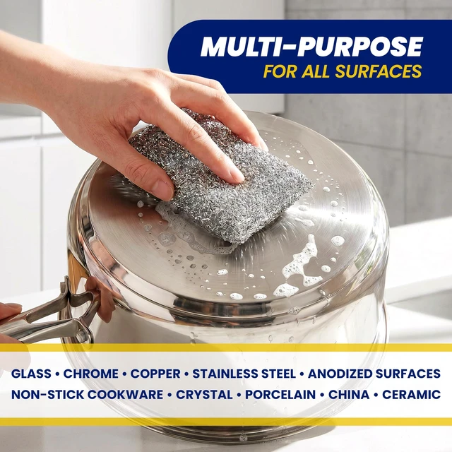 Alt view image 7 of 7 - SCRUBIT Heavy Duty Steel Wool Non-Scratch Scrub Sponges for Kitchen and Dishes, 6 Count