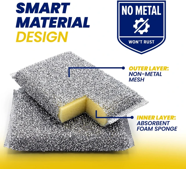 Alt view image 2 of 7 - SCRUBIT Heavy Duty Steel Wool Non-Scratch Scrub Sponges for Kitchen and Dishes, 6 Count