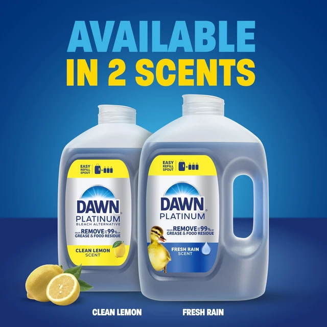 Alt view image 3 of 7 - Dawn Platinum Refill Jug Dish Soap, Fresh Rain Scent, 51.5oz (Pack of 2) - Powerful Liquid Dishwashing Detergent for Tough Grease Removal