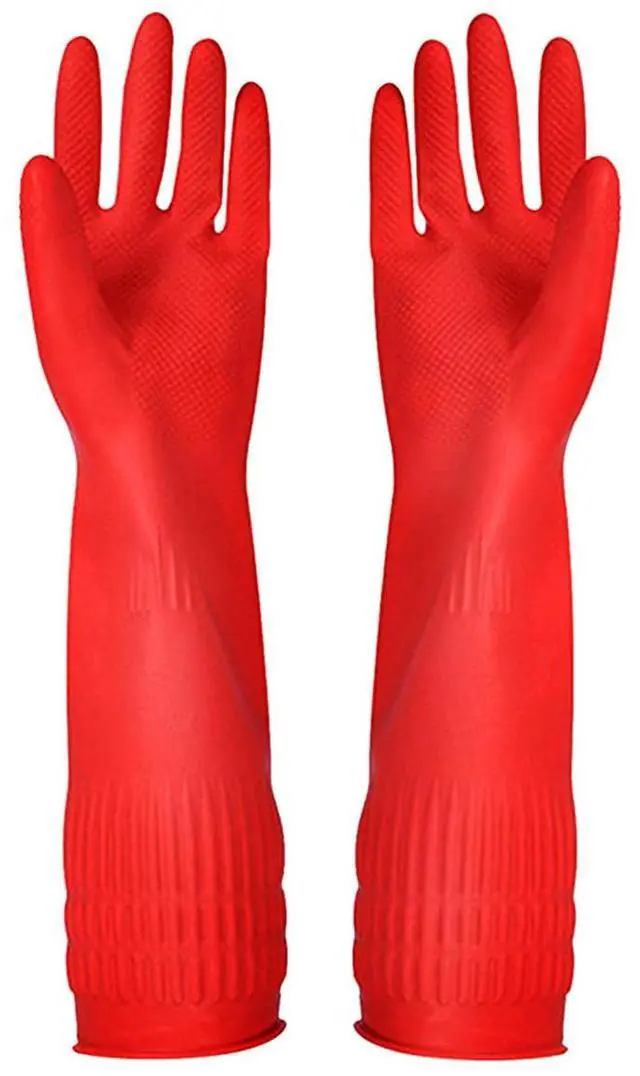 Main image of Rubber Kitchen Dishwashing Gloves, 3-Pairs, Waterproof, Reusable (Small)