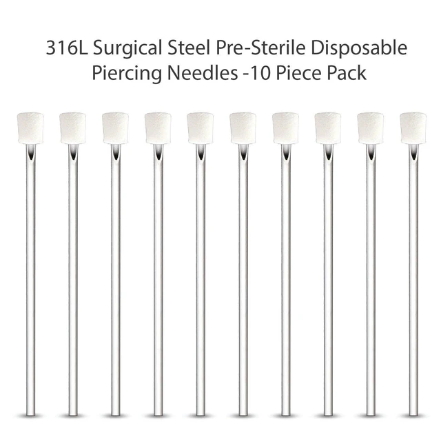 Alt view image 2 of 6 - BodyJ4You 10PC 16G Piercing Needles - Sterile Disposable Sharp Surgical Stainless Steel - Nose Septum Ear Tragus Helix Labret Nipple Lip Navel