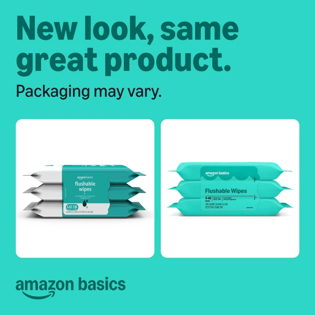 Alt view image 5 of 5 - Amazon Basics Flushable Wipes, Fragrance Free, Adult Wet Wipes, 126 Count (3 Packs of 42)