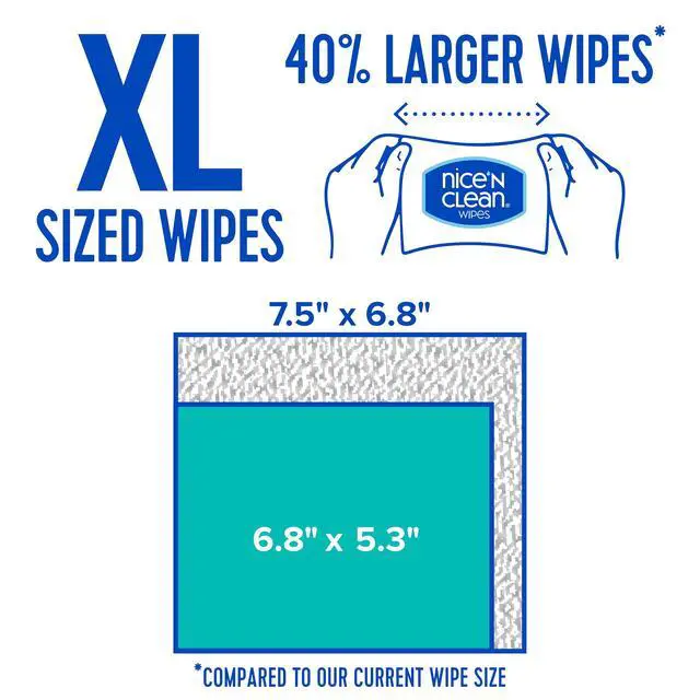 Alt view image 6 of 6 - Nice 'N CLEAN Extra Large Flushable Wipes, 6.8"x7.5" Unscented Adult Wet Wipes, 40% Larger, Septic & Sewer Safe, Hypoallergenic, Plant Based, 180 Count