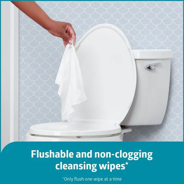 Alt view image 5 of 5 - Medline ReadyFlush Flushable Wipes, 60 Count, Scented, Biodegradable, 8" x 12", with Aloe, Hypoallergenic & pH-Balanced, for Adults