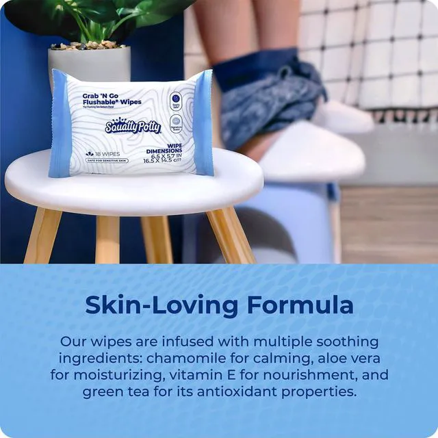 Alt view image 3 of 6 - Squatty Potty Flushable Wipes Travel Pack, 3 Packs of 18 (54 Total Wet Wipes)