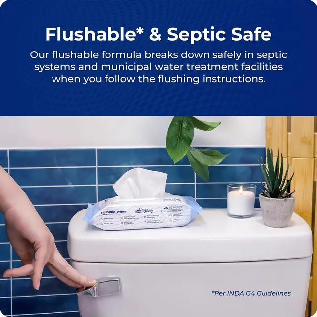 Alt view image 2 of 6 - Squatty Potty Flushable Wipes Travel Pack, 3 Packs of 18 (54 Total Wet Wipes)
