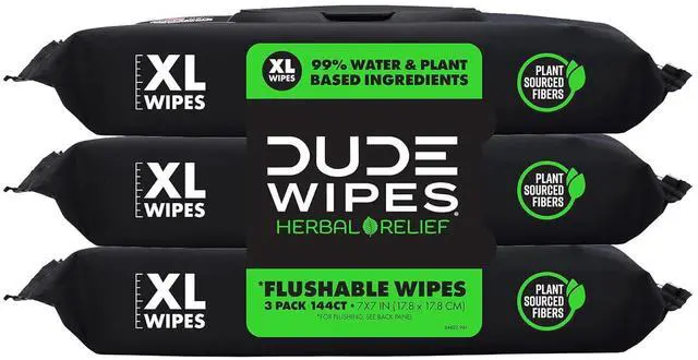 Main image of DUDE Wipes Herbal Relief Adult Flushable Wet Wipes, Witch Hazel, 144 Count