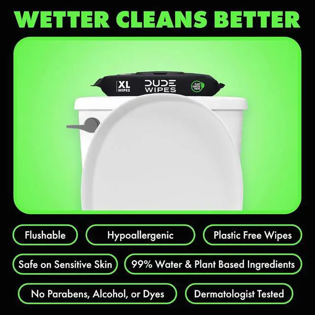 Alt view image 4 of 6 - DUDE Wipes Herbal Relief Adult Flushable Wet Wipes, Witch Hazel, 144 Count