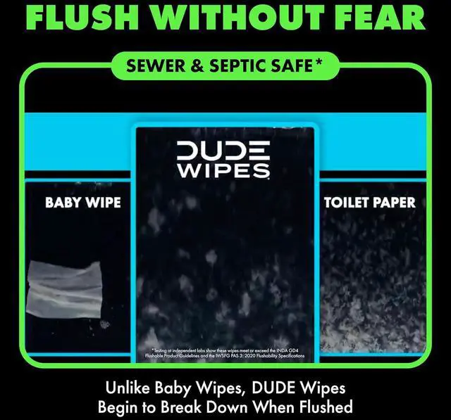 Alt view image 6 of 6 - DUDE Wipes Herbal Relief Adult Flushable Wet Wipes, Witch Hazel, 144 Count