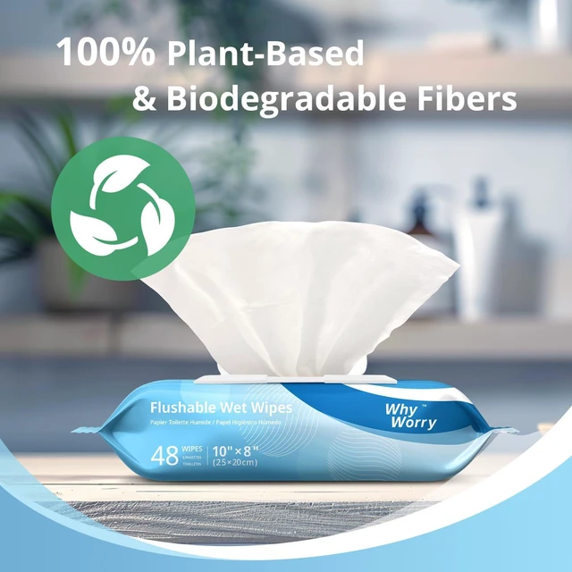 Alt view image 6 of 6 - WhyWorry Flushable Wipes for Adults, Sea Incense, 8" x 10", 48 Count