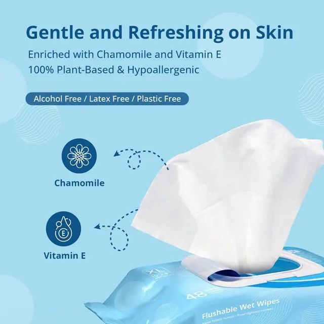 Alt view image 3 of 6 - WhyWorry Flushable Wipes for Adults, Sea Incense, 8" x 10", 48 Count