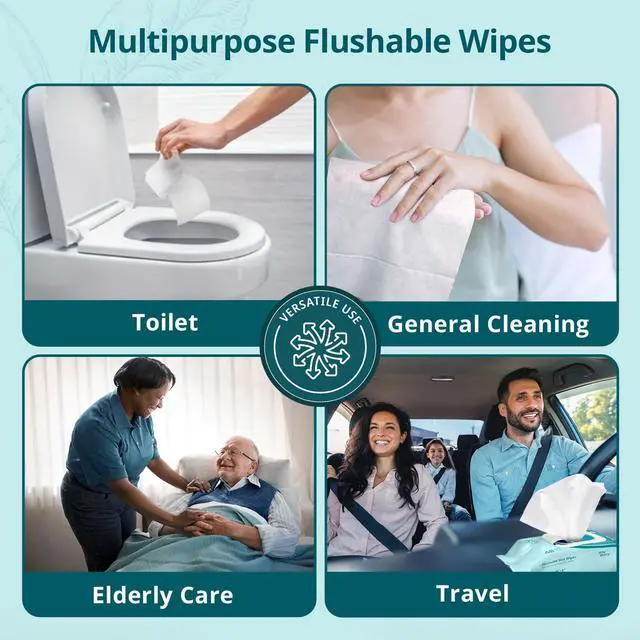 Alt view image 6 of 6 - WhyWorry 8" x 10" Unscented Flushable Wipes for Adults, 48 Count