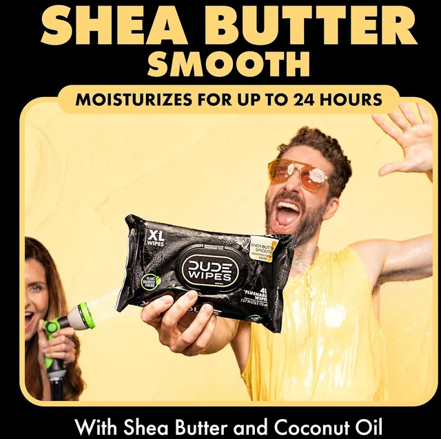 Alt view image 5 of 6 - DUDE Wipes Adult Flushable Wet Wipes, Shea Butter, Moisturizing, 144 Count