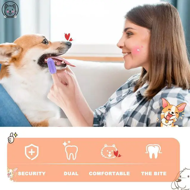 Alt view image 4 of 6 - Finger Toothbrush for Dogs, 4 Pack - Dog Tooth Brushing Kit, Pet Teeth Cleaning & Dental Care