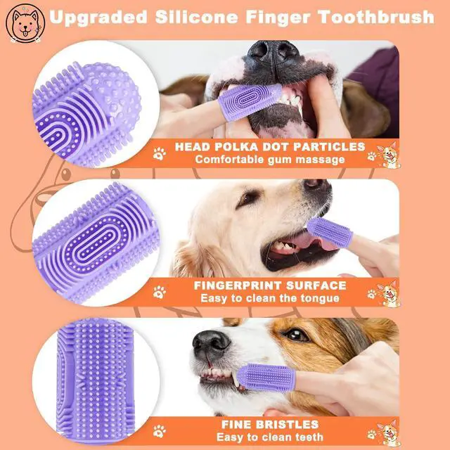 Alt view image 3 of 6 - Finger Toothbrush for Dogs, 4 Pack - Dog Tooth Brushing Kit, Pet Teeth Cleaning & Dental Care