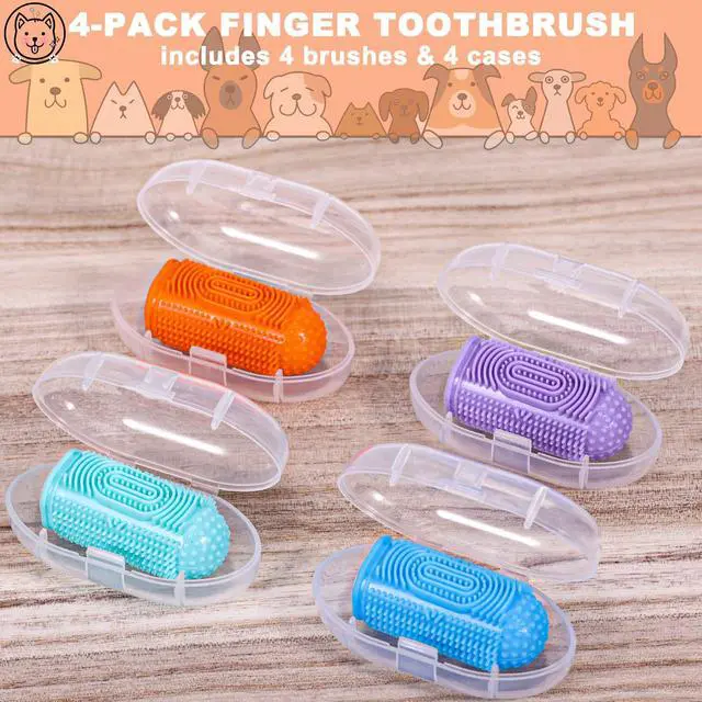 Alt view image 5 of 6 - Finger Toothbrush for Dogs, 4 Pack - Dog Tooth Brushing Kit, Pet Teeth Cleaning & Dental Care