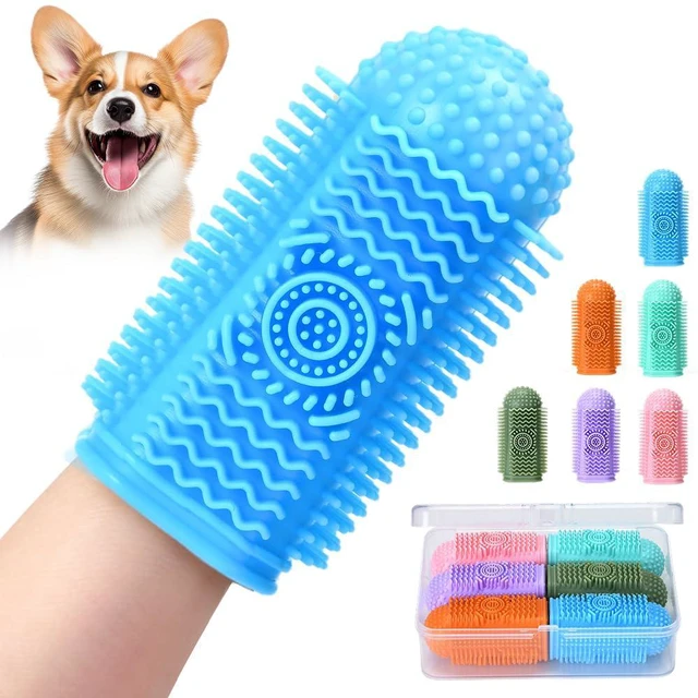 Main image of 6Pcs Silicone Finger Toothbrush for Dogs and Cats, 360 Dog Tooth Brushing Kit, Cat Tooth Brush, Teeth Cleaning Dental Care