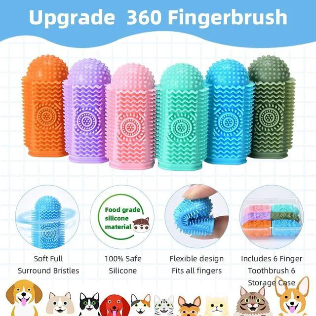 Alt view image 6 of 6 - 6Pcs Silicone Finger Toothbrush for Dogs and Cats, 360 Dog Tooth Brushing Kit, Cat Tooth Brush, Teeth Cleaning Dental Care