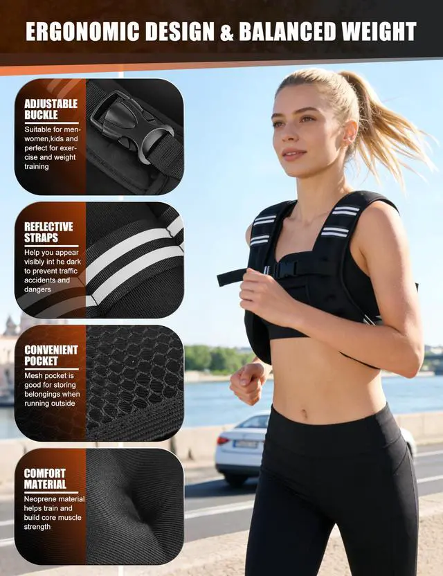 Alt view image 6 of 7 - Henkelion Weighted Vest Adjustable with Weights Included for Men Women Kids for Running Training Workout Jogging Walking