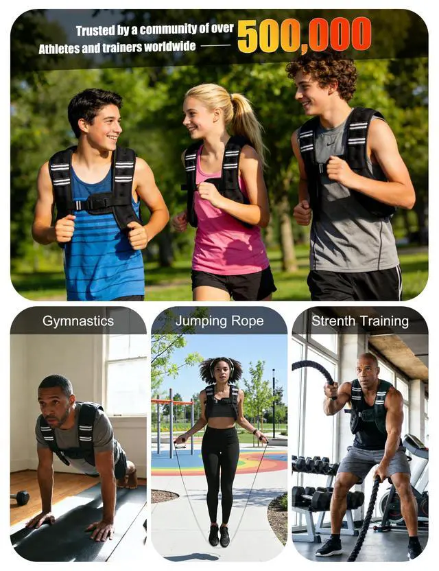 Alt view image 5 of 7 - Henkelion Weighted Vest Adjustable with Weights Included for Men Women Kids for Running Training Workout Jogging Walking