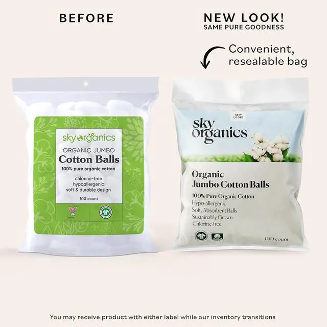 Alt view image 3 of 4 - Sky Organics Organic Jumbo Cotton Balls 100ct, Ultra-Soft, Chlorine-Free