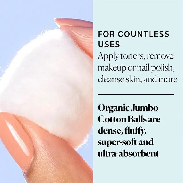 Alt view image 4 of 4 - Sky Organics Organic Jumbo Cotton Balls 100ct, Ultra-Soft, Chlorine-Free