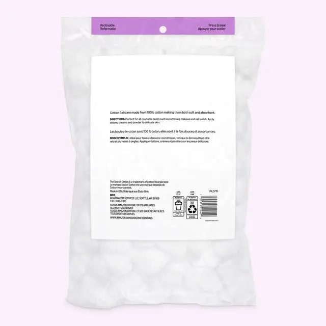 Alt view image 5 of 6 - Amazon Basics Cotton Balls 200 Count for Skincare and Makeup Removal