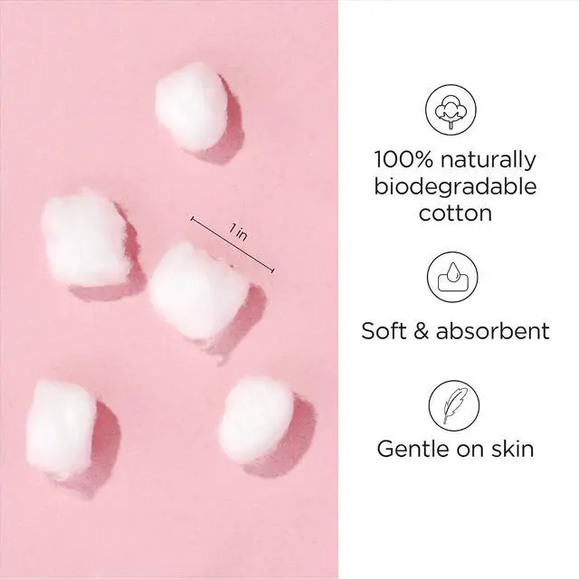 Alt view image 5 of 6 - Diane 100% Pure Cotton Balls 100 Count, Hypoallergenic, Cruelty-Free, Vegan, Chlorine-Free, Fragrance-Free, for Face, Makeup Removal, Nail Polish, First-Aid