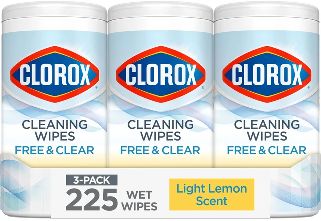 Main image of Clorox Free & Clear Cleaning Wipes, Lemon Scent, 75Count, 3Pack