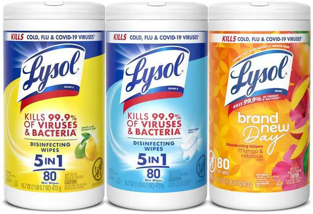 Main image of Lysol Disinfecting Wipes 80 Count (3 Pack), Lemon & Linen & Mango