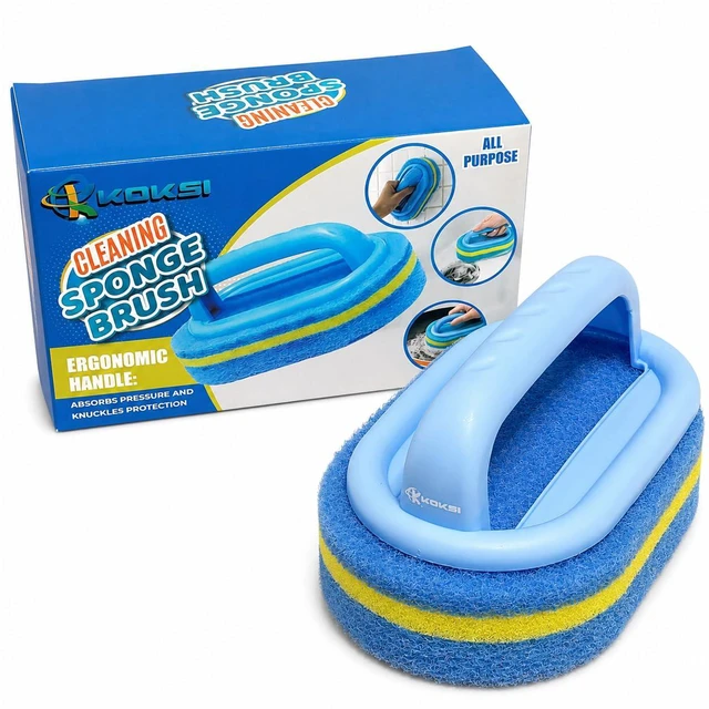 Alt view image 5 of 5 - KOKSI Bathroom Cleaning Scrub Brush, Multi-Purpose Shower Sponge Scrubber with Ergonomic Handle, for Kitchen Bathtub Toilet