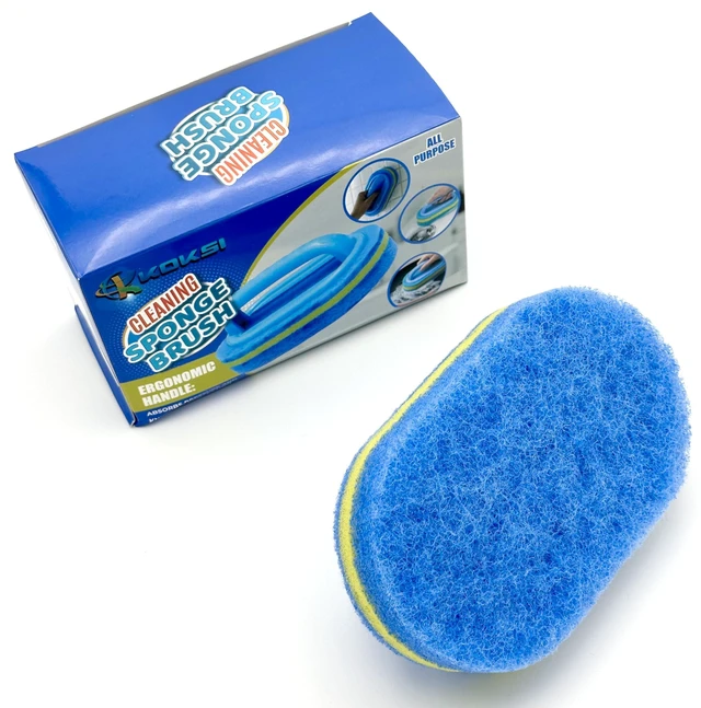 Alt view image 4 of 5 - KOKSI Bathroom Cleaning Scrub Brush, Multi-Purpose Shower Sponge Scrubber with Ergonomic Handle, for Kitchen Bathtub Toilet