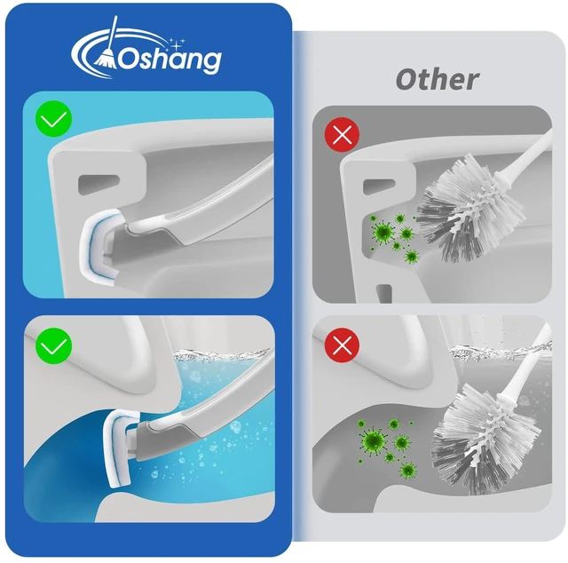 Alt view image 6 of 6 - Oshang Disposable Toilet Brush with Holder, 14 Refills for Deep Cleaning and Hygienic Bathroom Maintenance