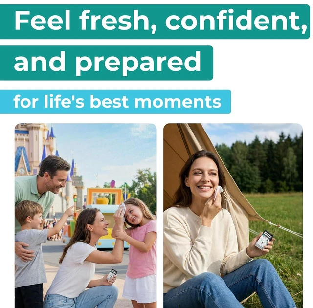 Alt view image 5 of 6 - Impossibly Compact Flushable Wipes 8 Pack 48 Count, 99.5% Water and Aloe, for Sensitive Skin, Adults and Kids Travel Essential, Mint