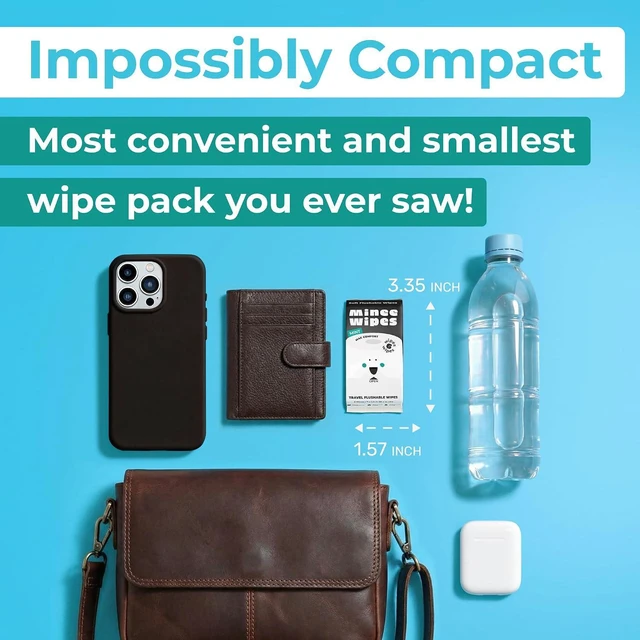 Alt view image 4 of 6 - Impossibly Compact Flushable Wipes 8 Pack 48 Count, 99.5% Water and Aloe, for Sensitive Skin, Adults and Kids Travel Essential, Mint