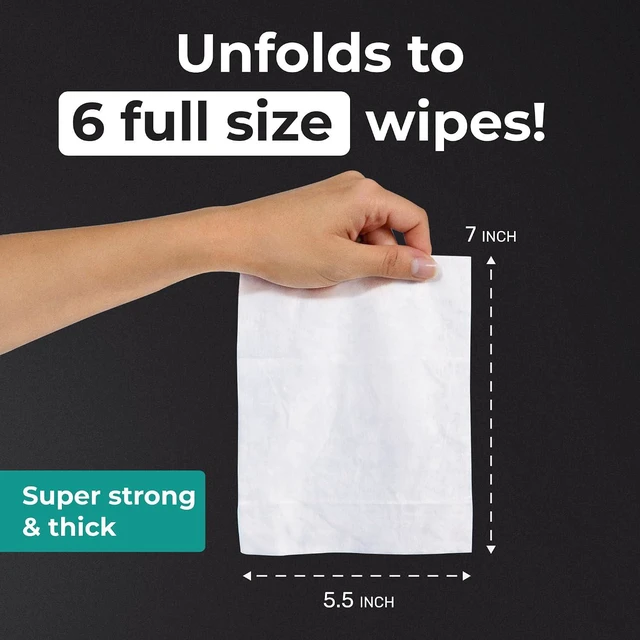 Alt view image 3 of 6 - Impossibly Compact Flushable Wipes 8 Pack 48 Count, 99.5% Water and Aloe, for Sensitive Skin, Adults and Kids Travel Essential, Mint