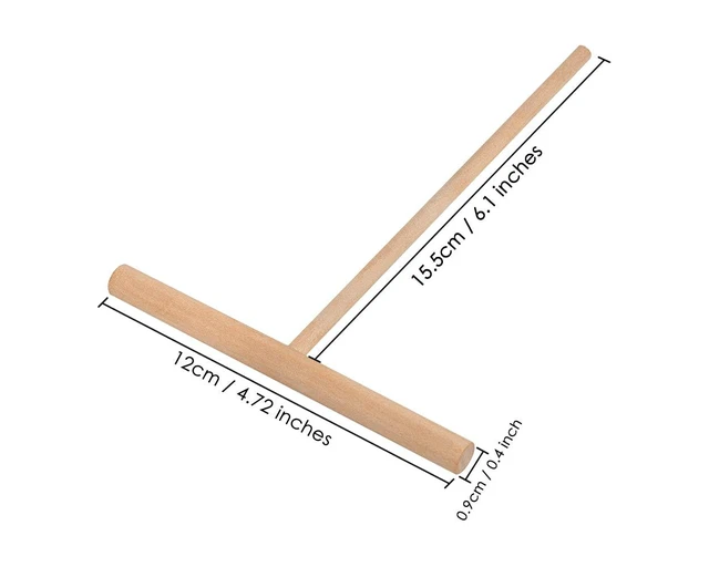 Alt view image 3 of 6 - DS. DISTINCTIVE STYLE Crepe Spreader 2 Pieces 6.1 x 4.7 Inches Natural Wooden T-Shaped Tool for Crepes