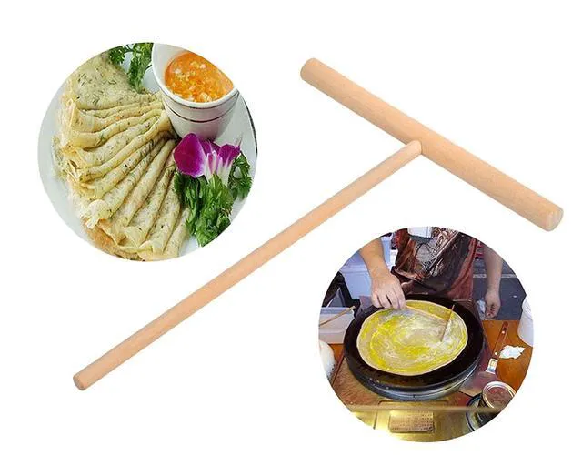 Alt view image 4 of 6 - DS. DISTINCTIVE STYLE Crepe Spreader 2 Pieces 6.1 x 4.7 Inches Natural Wooden T-Shaped Tool for Crepes
