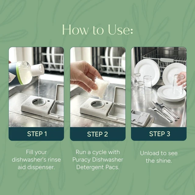 Alt view image 4 of 7 - Puracy Dishwasher Rinse Aid Cleaner - Spot & Residue Free, Dishwasher Drying Agent, Lemongrass, 12 Oz