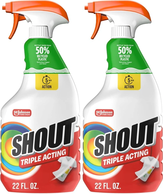 Main image of Shout Active Enzyme Laundry Stain Remover Spray, Triple-Acting Formula Clings, Penetrates, and Lifts 100+ Types of Everyday Stains - Prewash Spray, 22oz (Pack of 2)